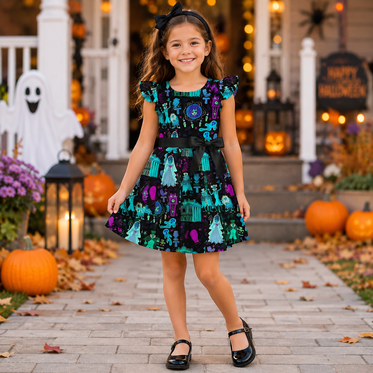 Personalized Haunted House Costume Dress for Kids - Spooky Halloween Gift Kid Dress GradoCreations