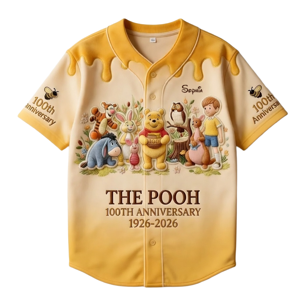Personalized Pooh Bear Baseball Jersey Custom Name Gift for Kids & Adults Baseball Jersey GradoCreations