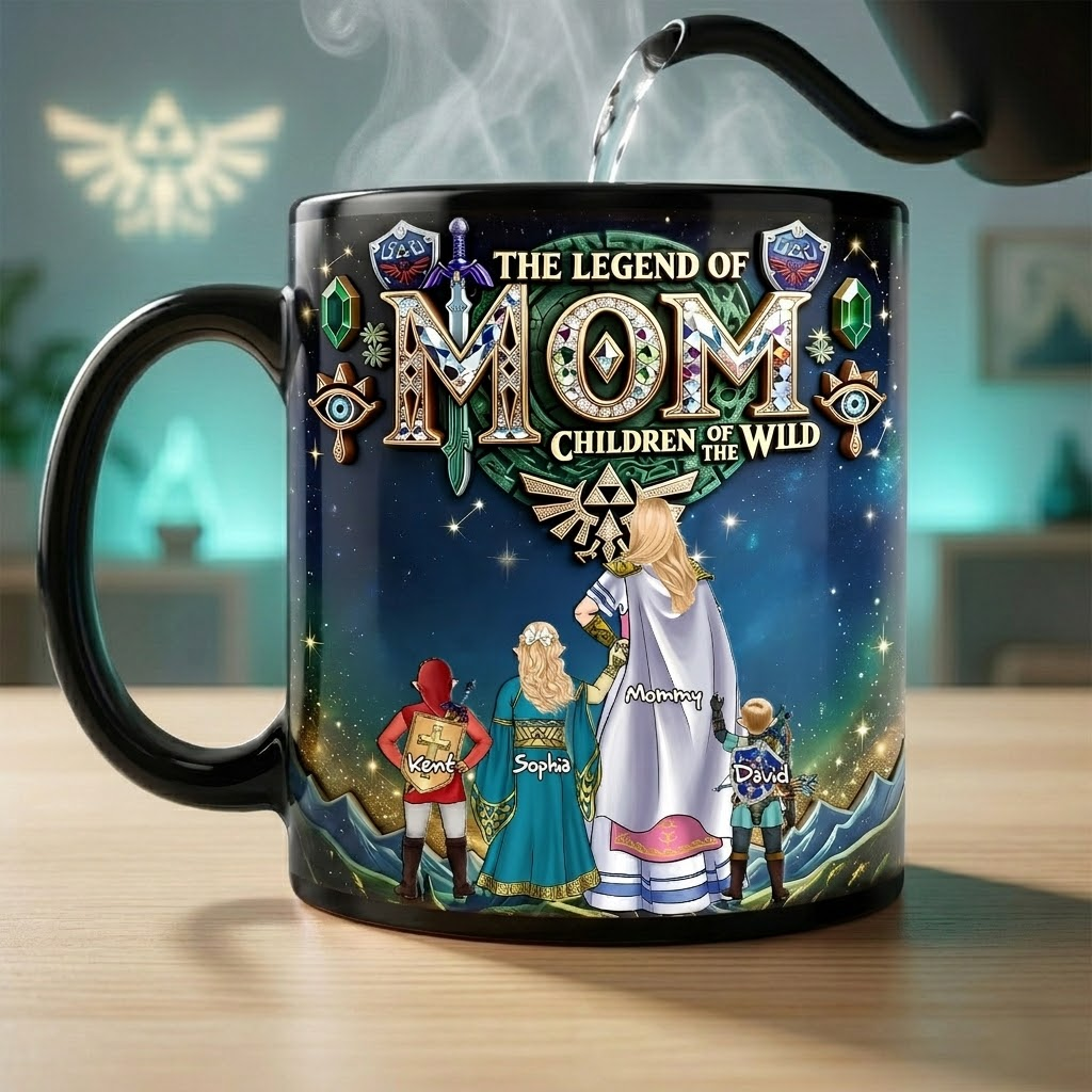 Personalized Black Ceramic Mug The Legend of Mom Gift for Mom