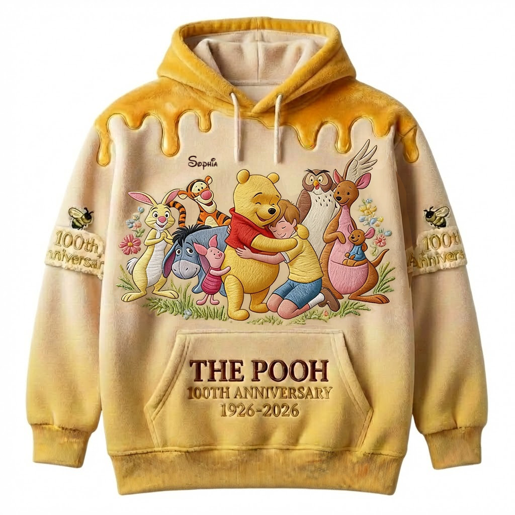 Personalized Pooh Bear 100th Anniversary AOP Shirt Gift for Movie Fans