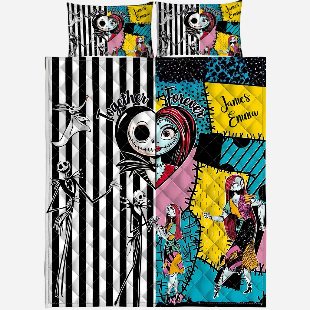 Personalized Spooky Couple Quilt Bedding Set Custom Names Gift Quilted Bedding Set GradoCreations