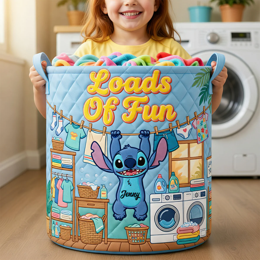 Personalized Quilted Laundry Basket Custom Design for Family Gift Quilted Laundry Basket GradoCreations