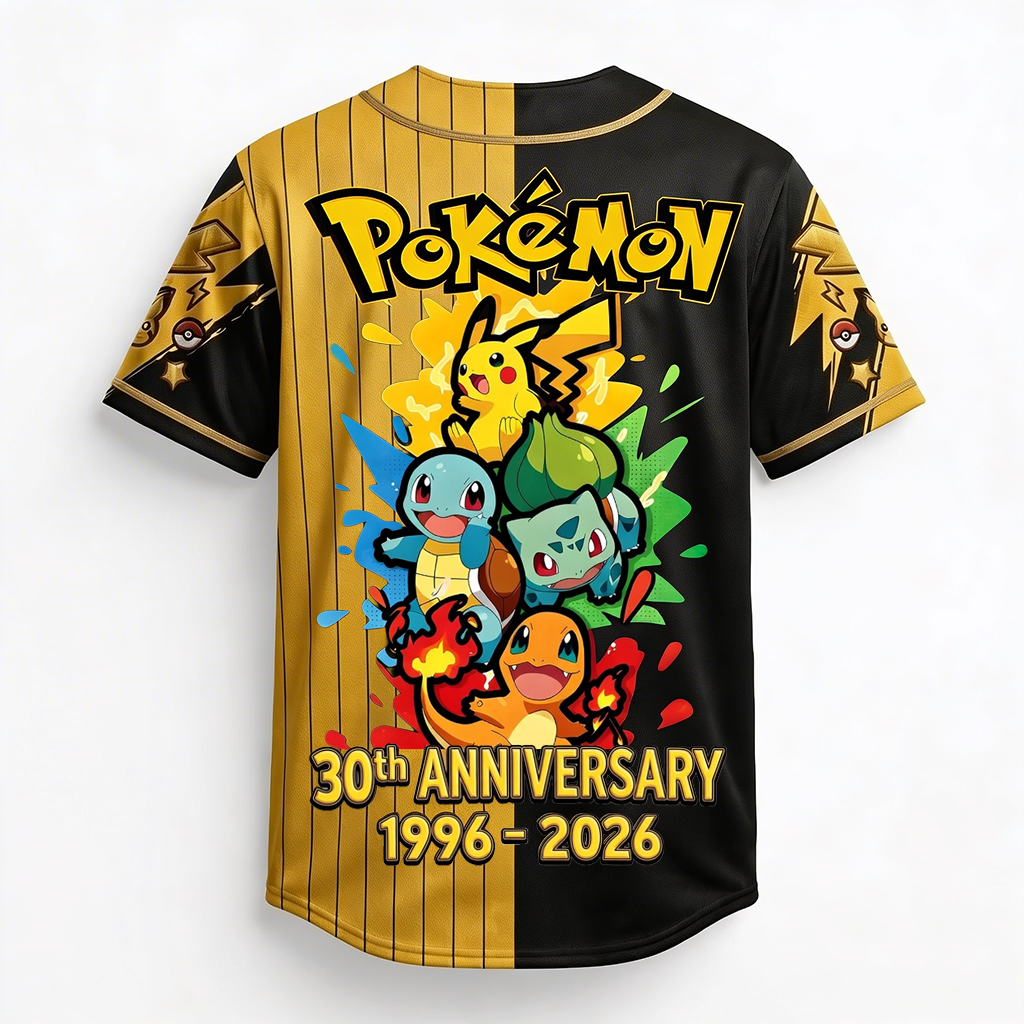 Personalized Pokémon Baseball Jersey for Adults & Kids - 30th Anniversary Gift
