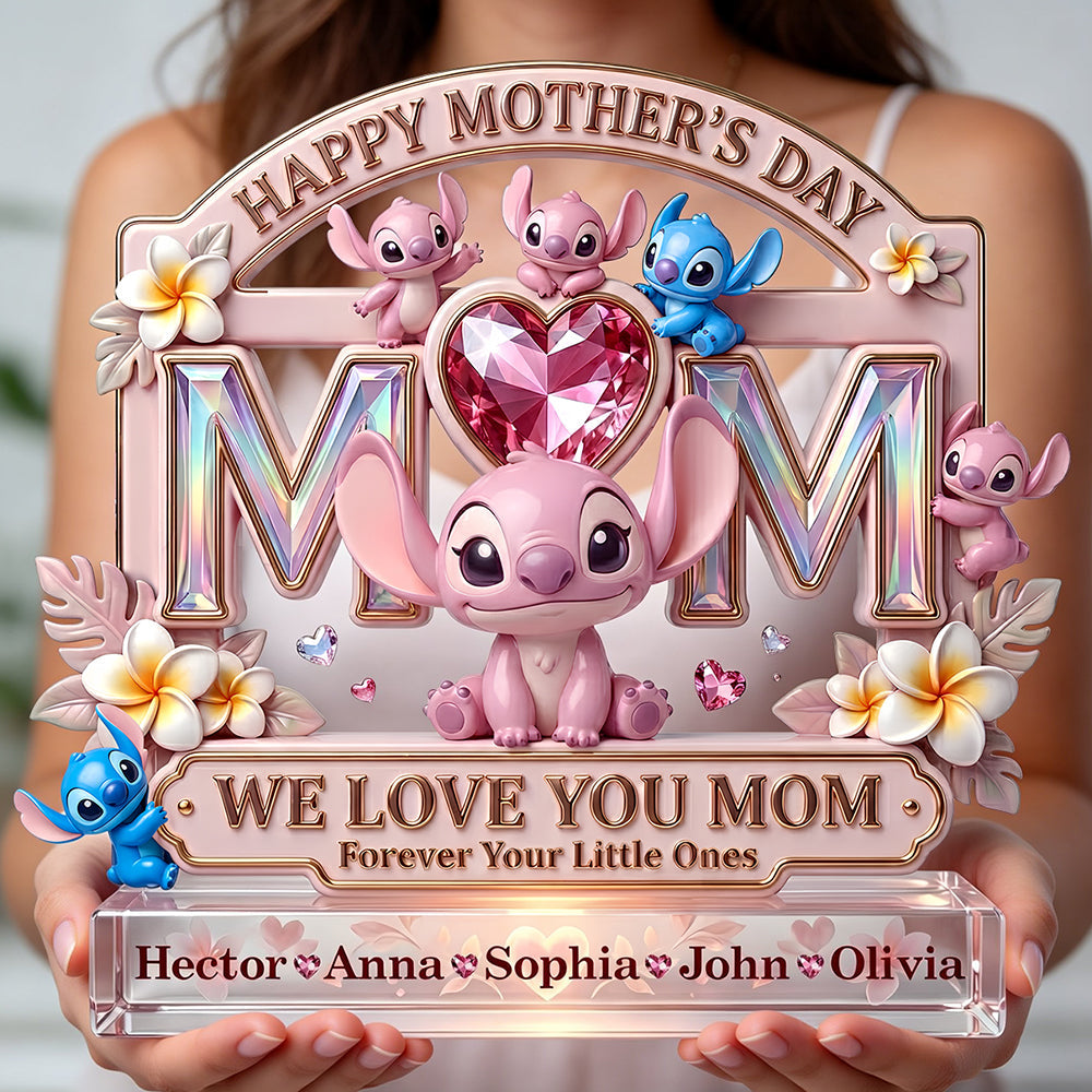 Personalized Acrylic Plaque 'We Love You Mom' Custom Name Gift for Mother's Day Acrylic Plaque GradoCreations