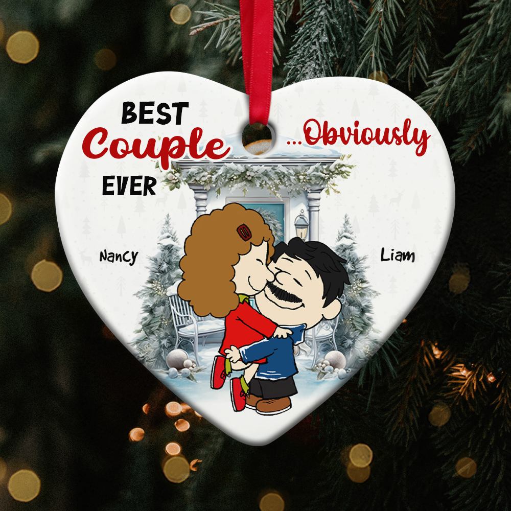 Personalized Best Couple Ever Ceramic Ornament for Christmas