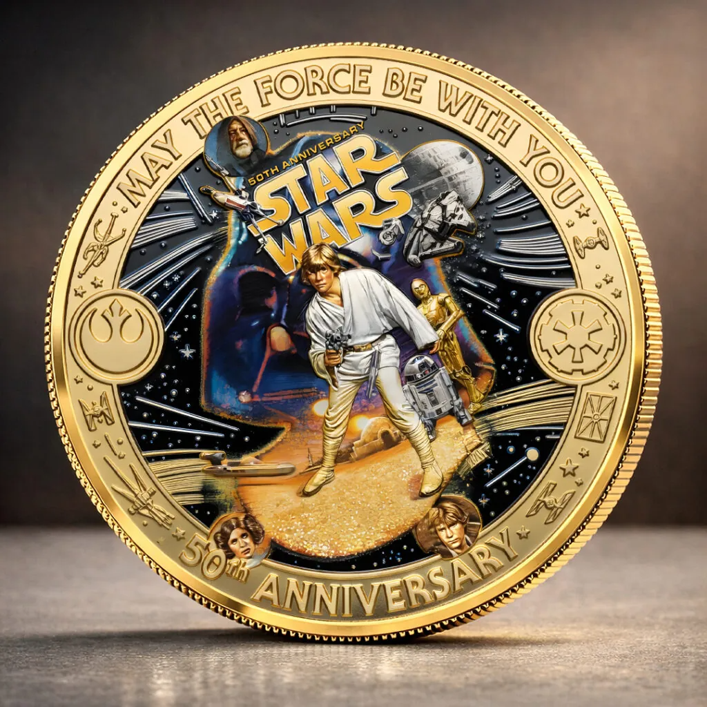 Personalized 50th Anniversary Commemorative Coin Star Wars Gift Idea for Movie Fans