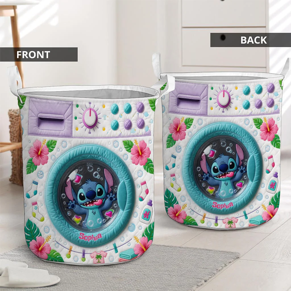 Personalized Quilted Laundry Basket with Cartoon Design for Kids | GradoCreations Quilted Laundry Basket GradoCreations