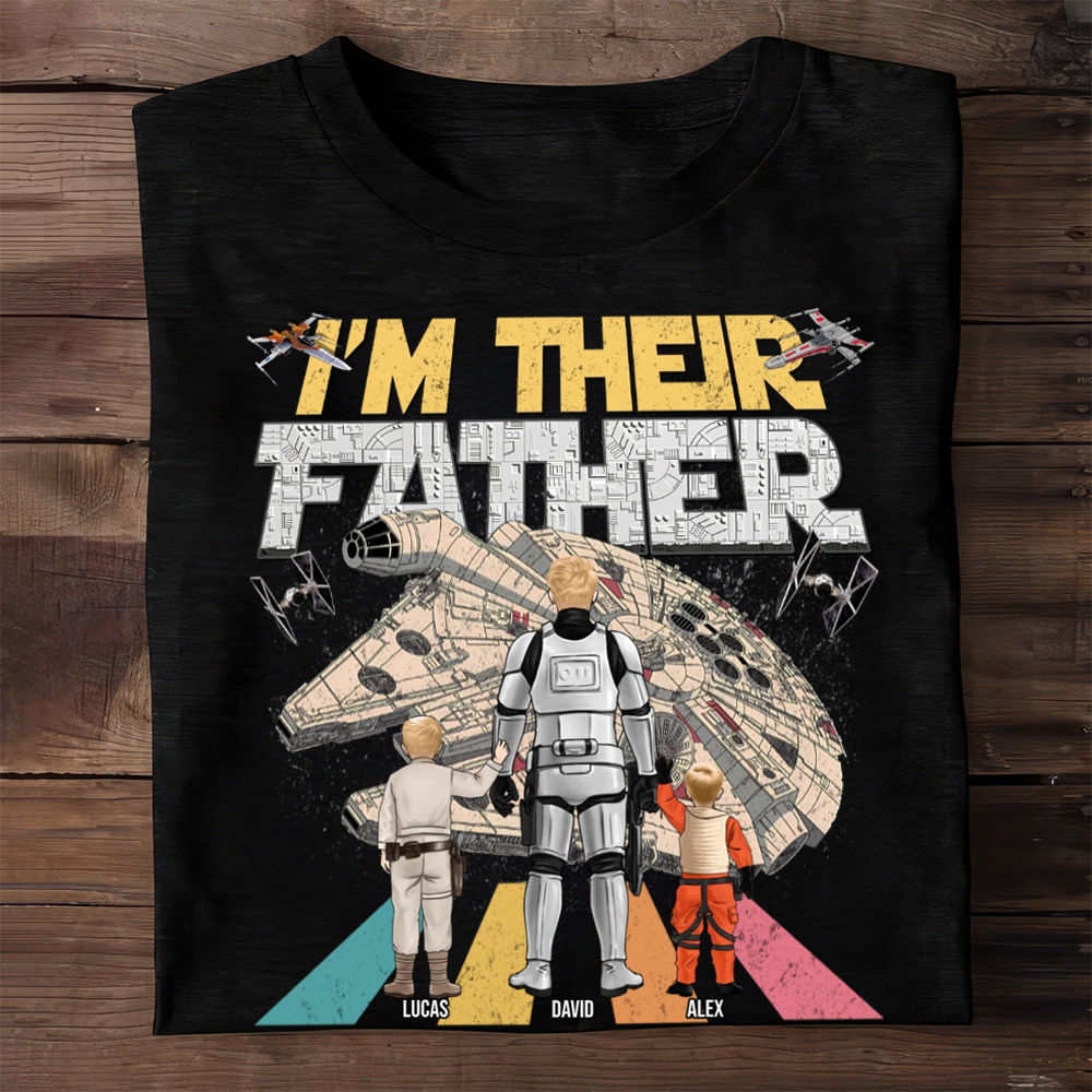Personalized Cotton Shirt with Spaceship Design for Dad