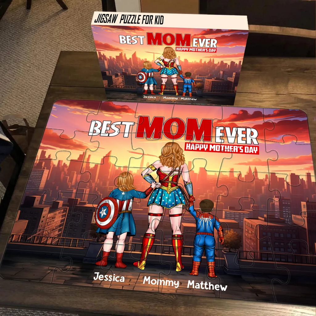 Personalized Best Mom Ever Puzzle Custom Names Gift for Mother's Day Puzzle GradoCreations