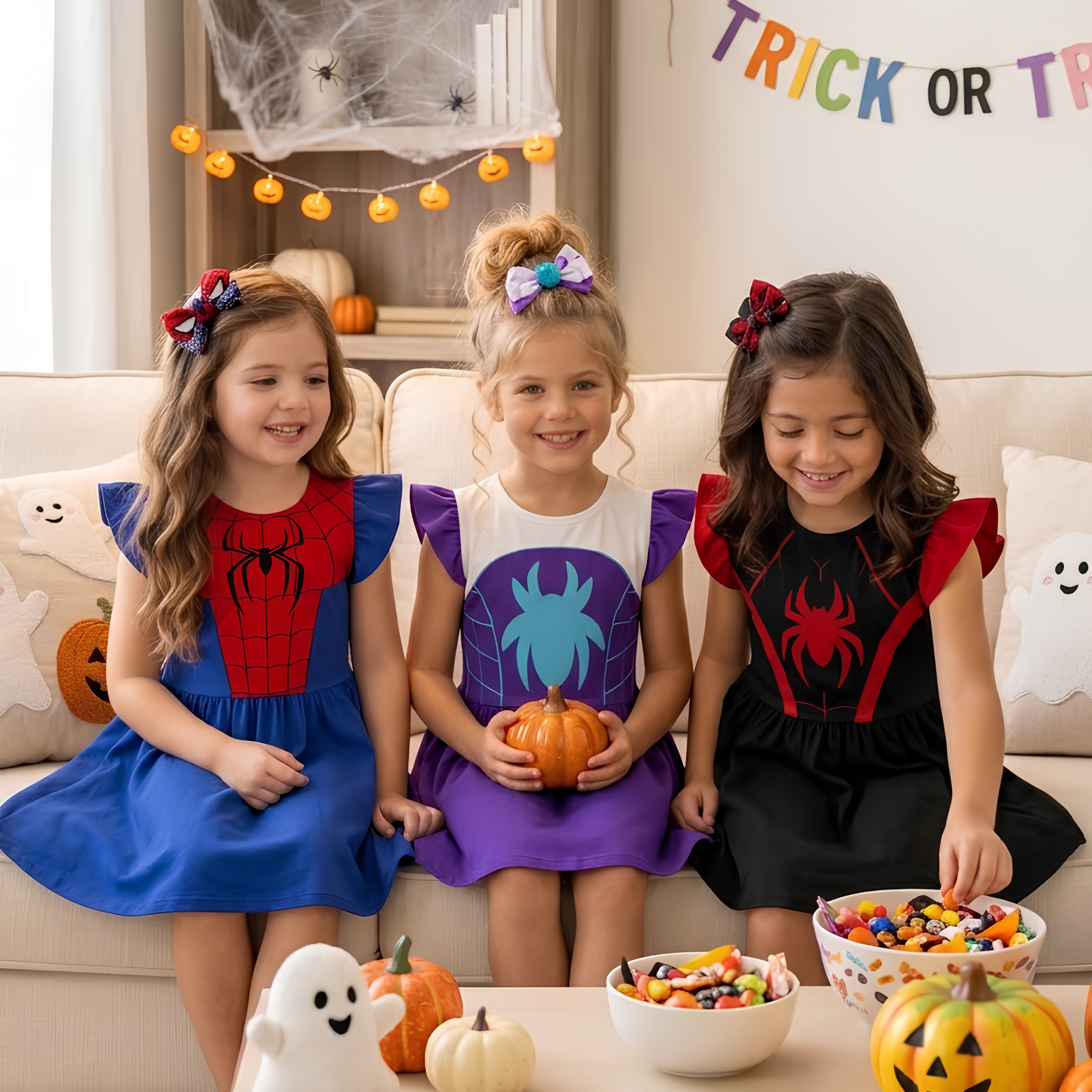 Personalized Superhero Costume Dress for Kids - Halloween Gift Kid Dress GradoCreations