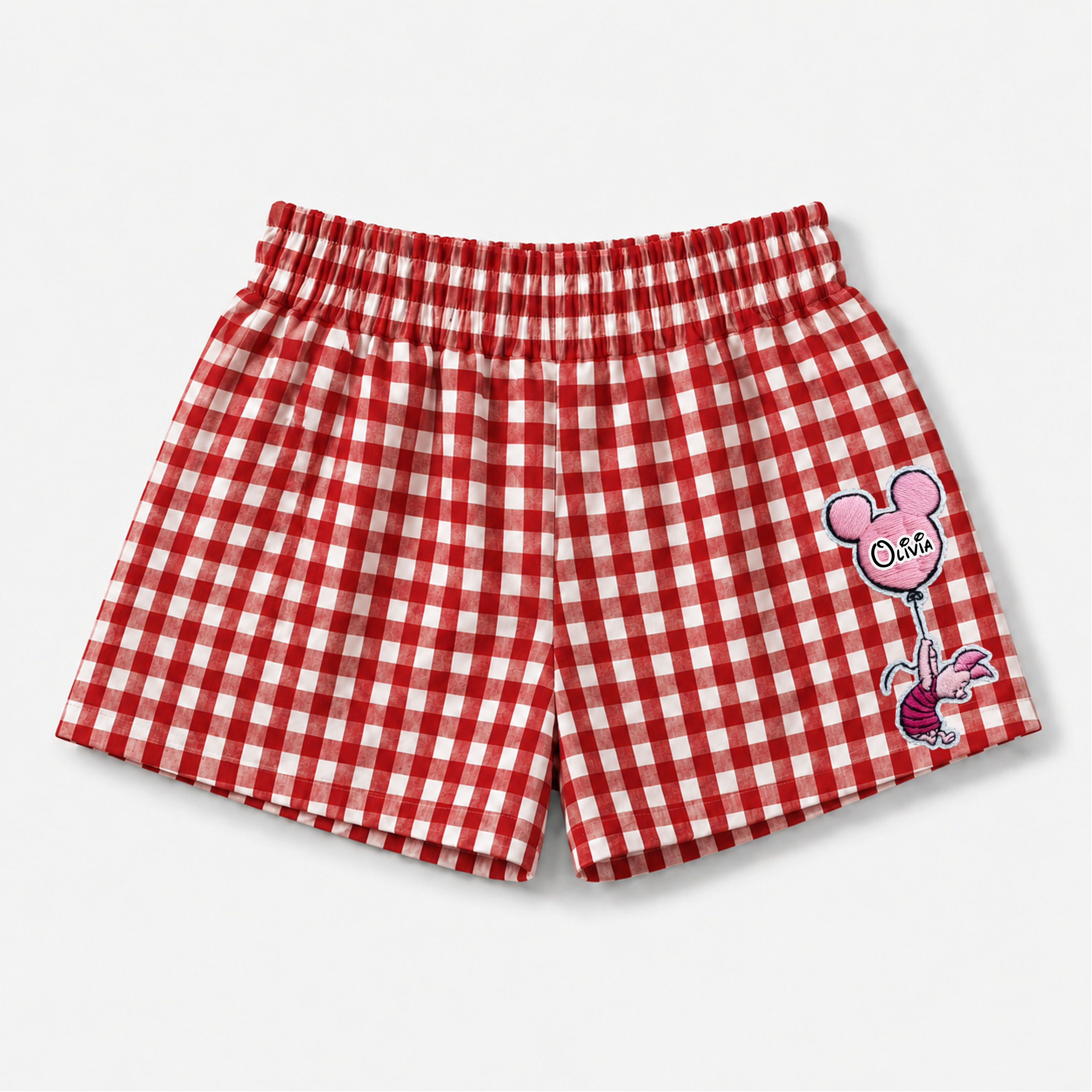 Personalized Gingham Shorts with Embroidery Gift for Her