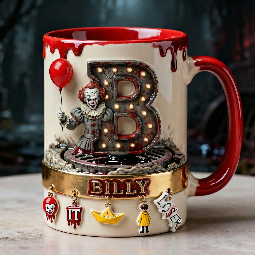 Personalized Horror Character Accent Mug Custom Name Gift for Halloween Mug GradoCreations
