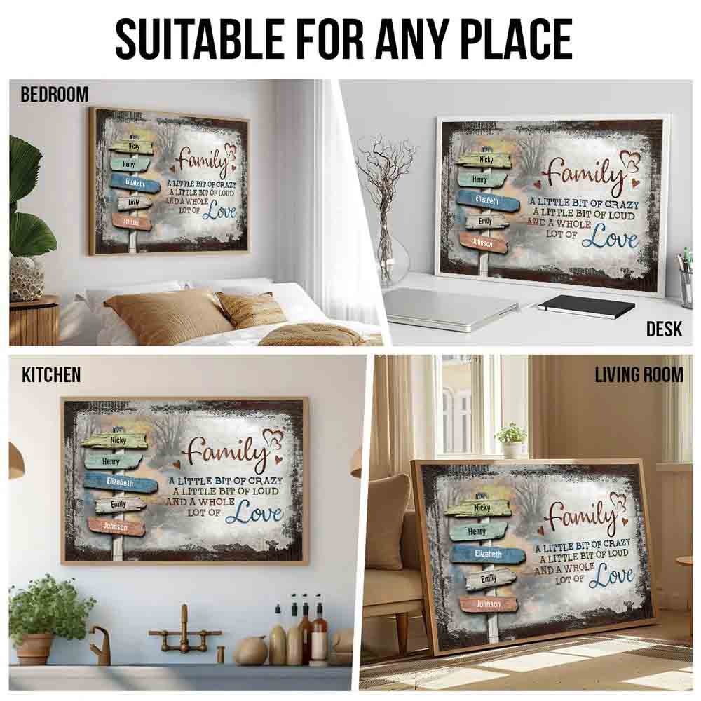Personalized Family Name Rustic Canvas Sign Gift for Parents