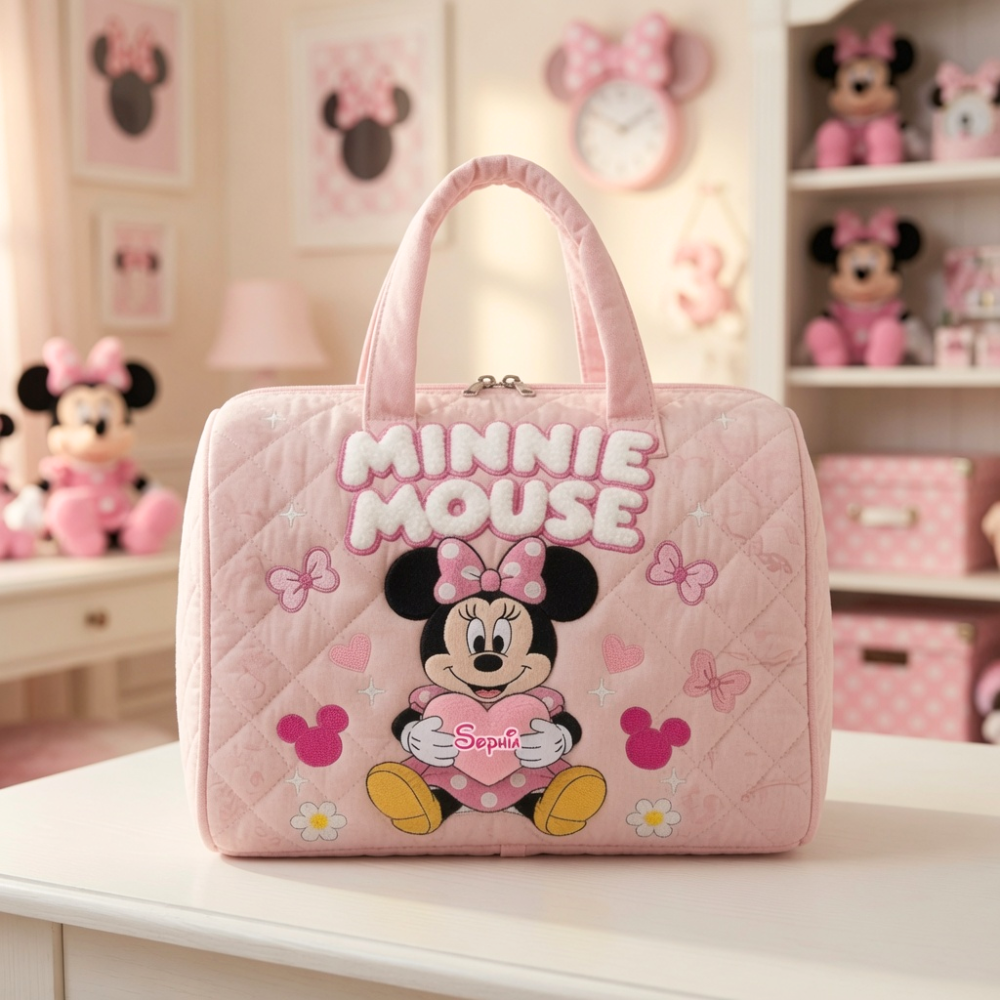 Personalized Minnie Mouse Quilted Duffle Bag Gift for Kids Quilted Duffle Bag GradoCreations