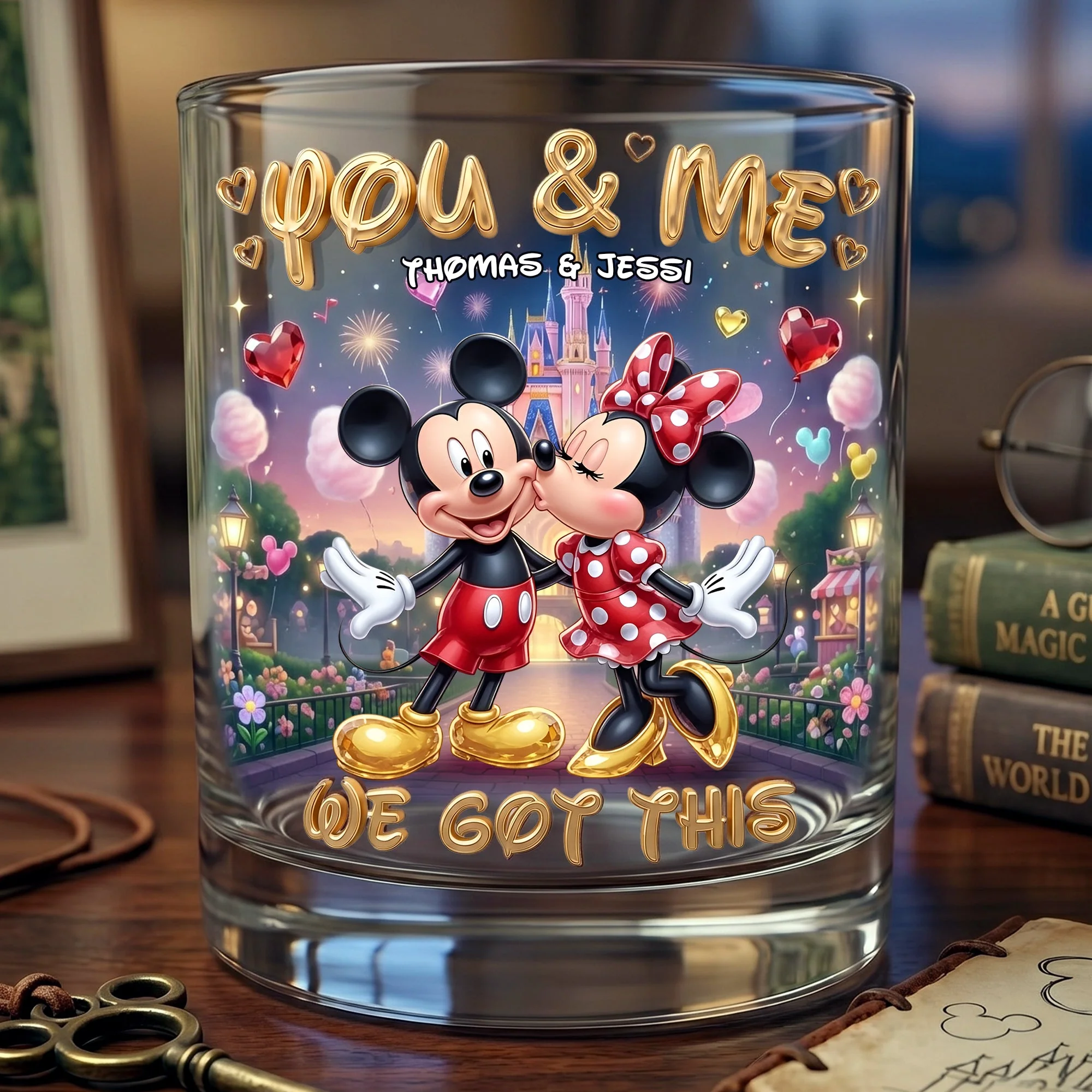 Personalized Couple Whiskey Glass with Engraved Names - Custom Gift