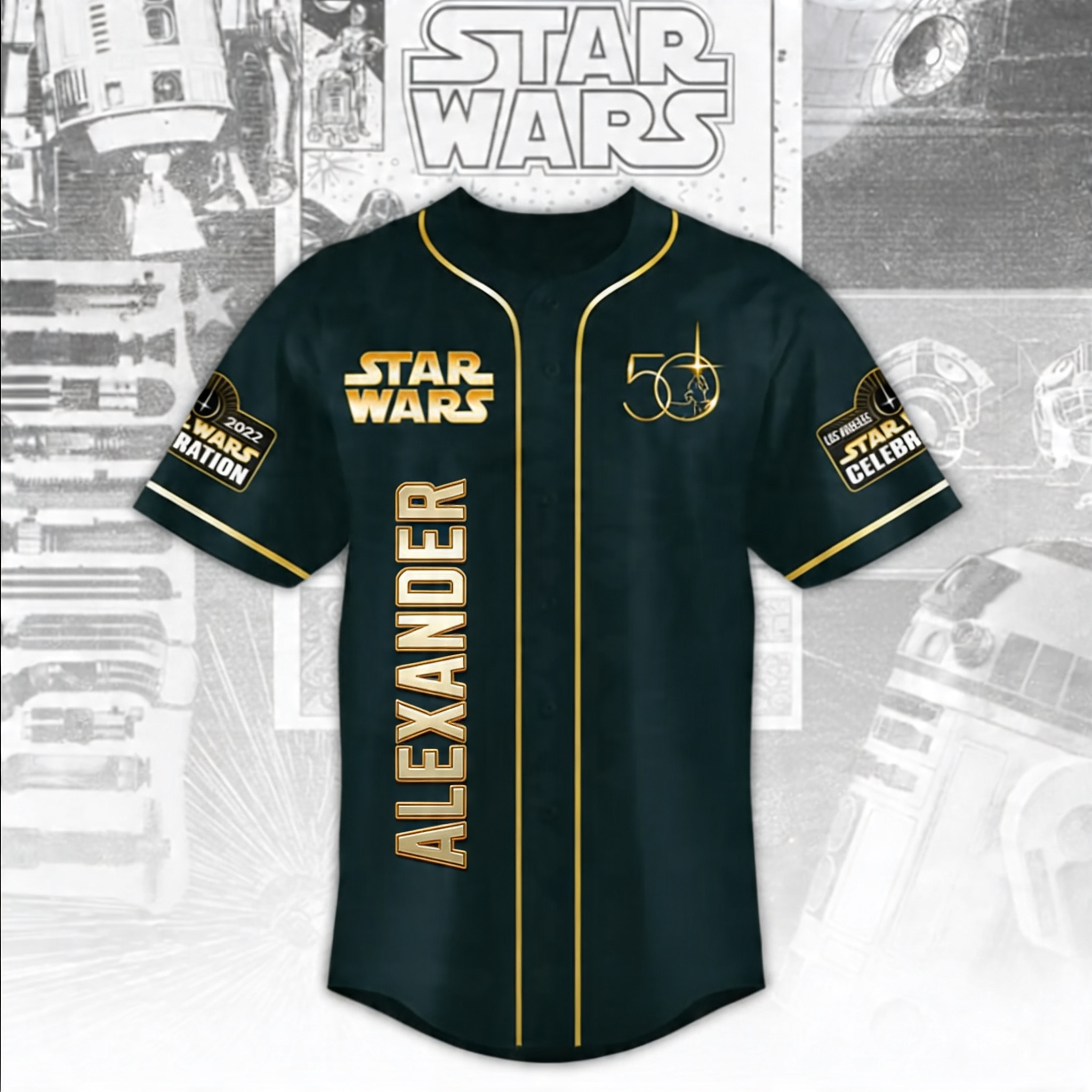 Personalized Baseball Jersey 50th Anniversary Star Wars Gift for Movie Fans