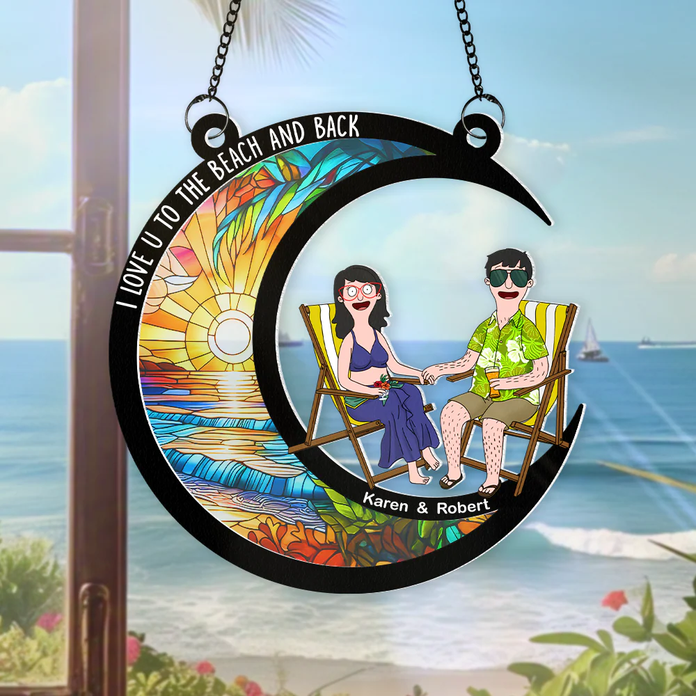 Personalized Burger Couple Suncatcher Ornament Gift for Couple, Anniversary