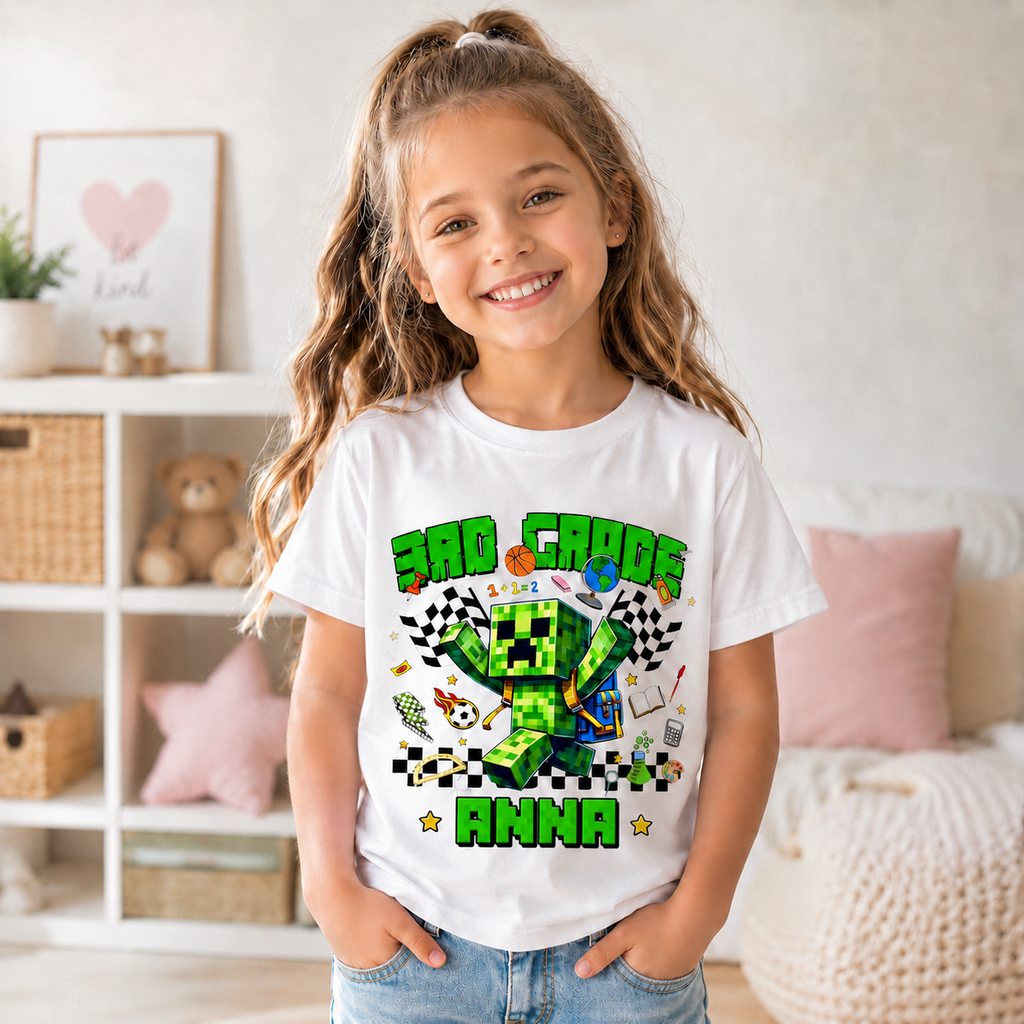 Custom Personalized Back to School Kid T-Shirt Gift for Boys/Girls Cotton Apparel GradoCreations