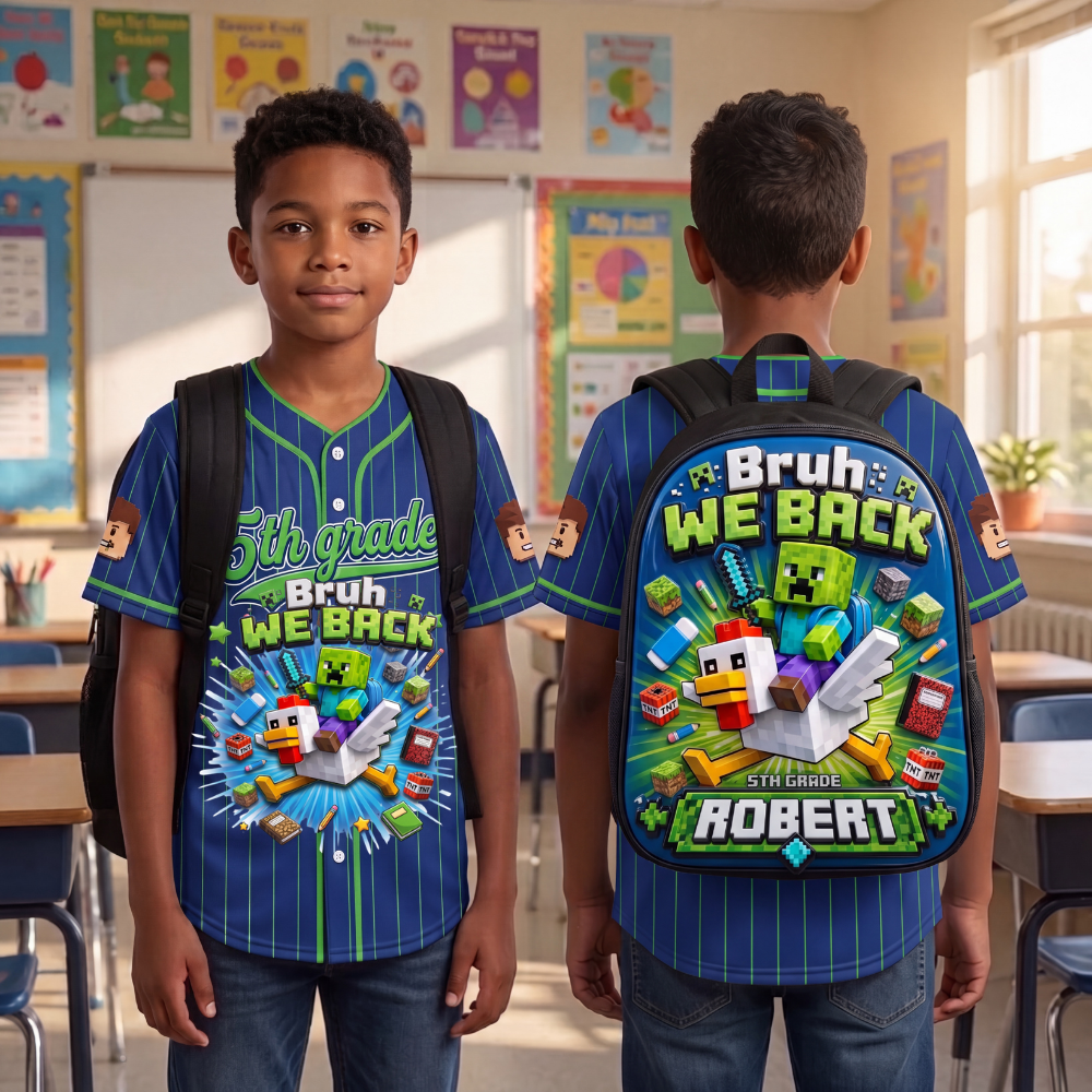 Personalized Kids Baseball Jersey We Back Gift for School Kid Baseball Jersey GradoCreations