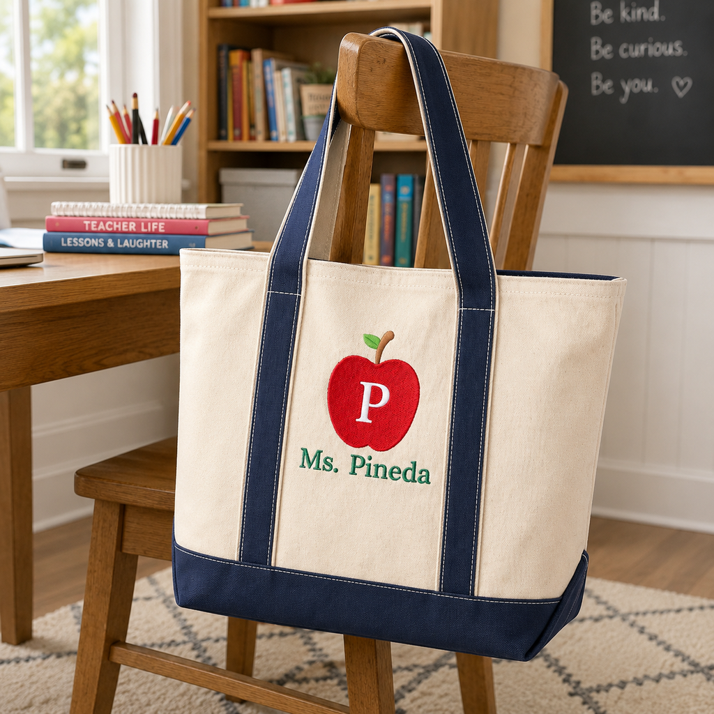 Personalized Embroidered Tote Bag for Teachers | Back to School Gift