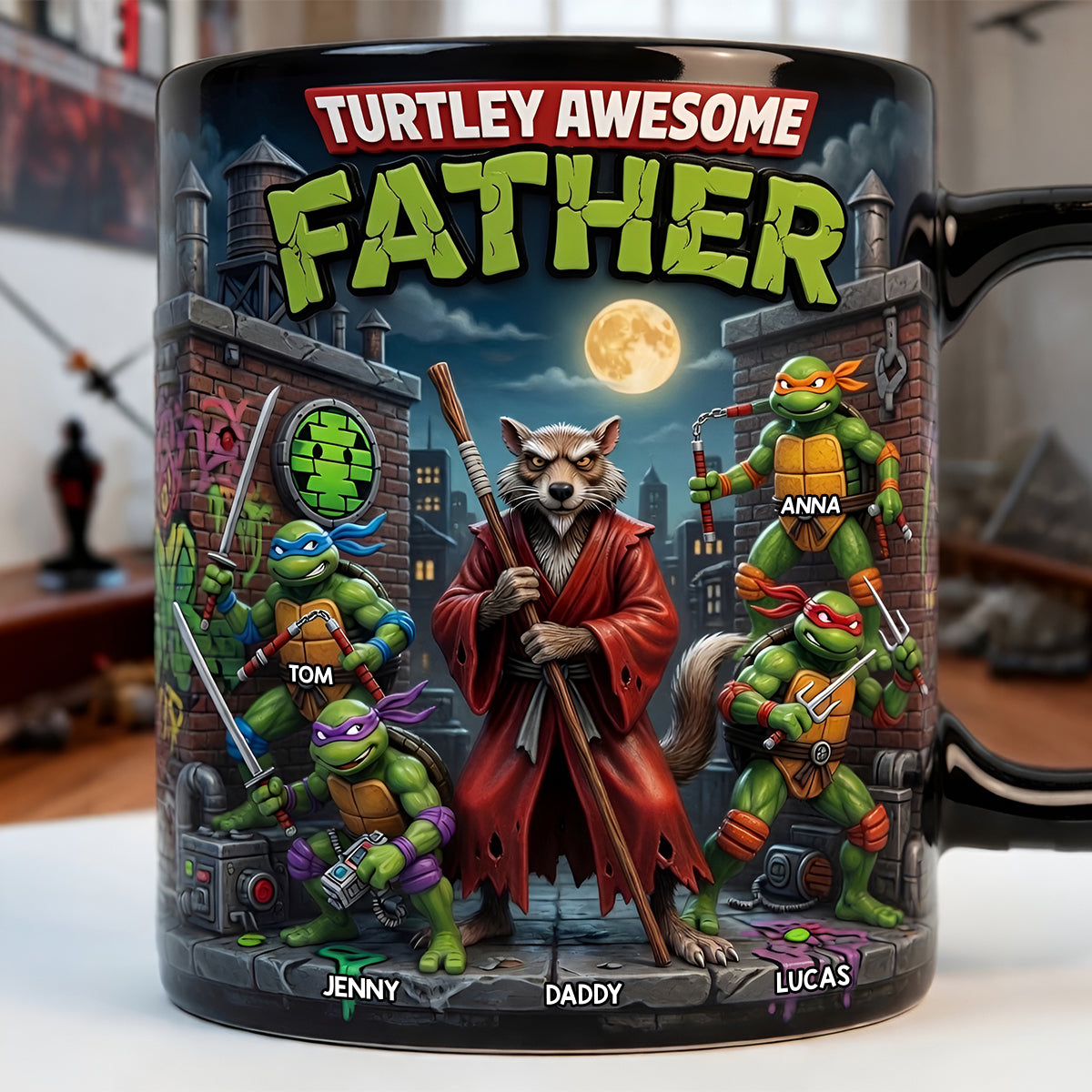 Personalized Ninja Turtle Coffee Mug Awesome Father Gift