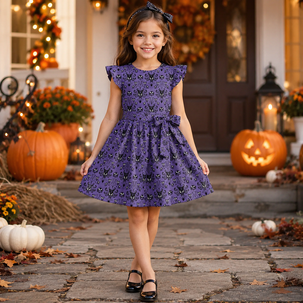 Personalized Gothic Haunted House Dress for Kids - Halloween Costume Kid Dress GradoCreations