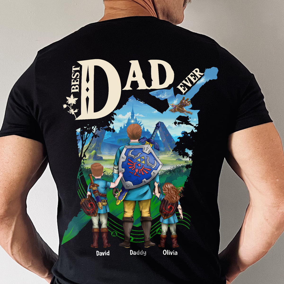 Personalized Best Dad Ever T-Shirt Custom Name Gift for Dad