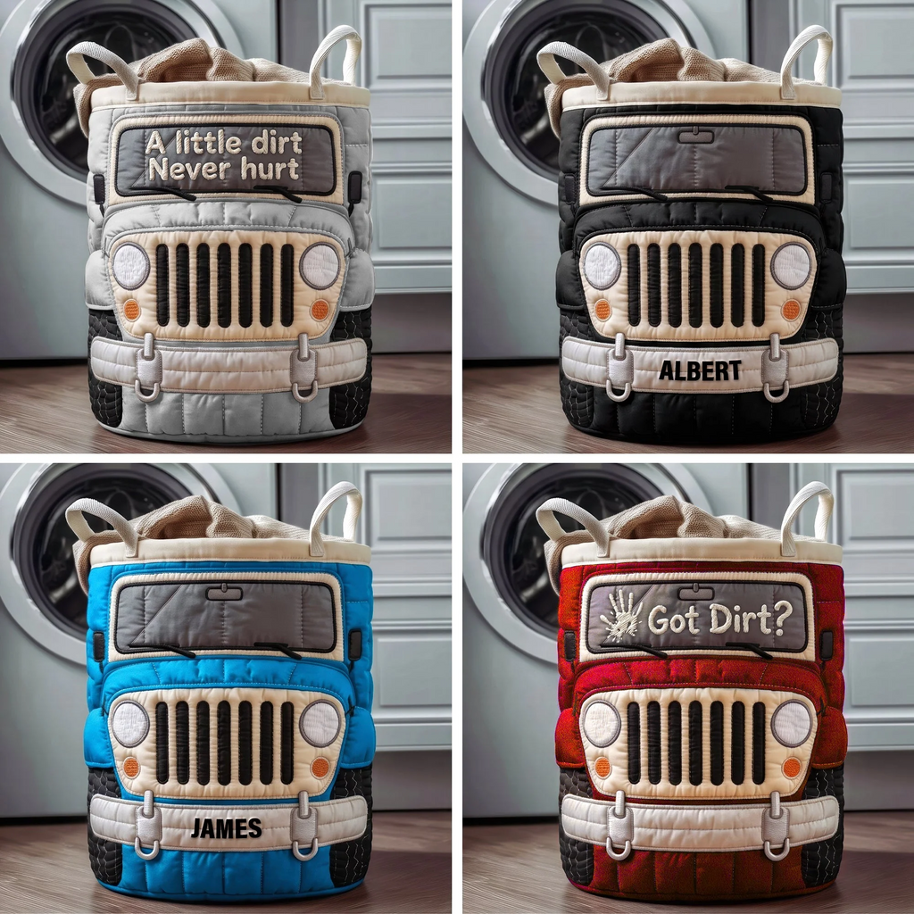 Personalized Quilted Laundry Basket Custom Name Off-Road Gift Quilted Laundry Basket GradoCreations