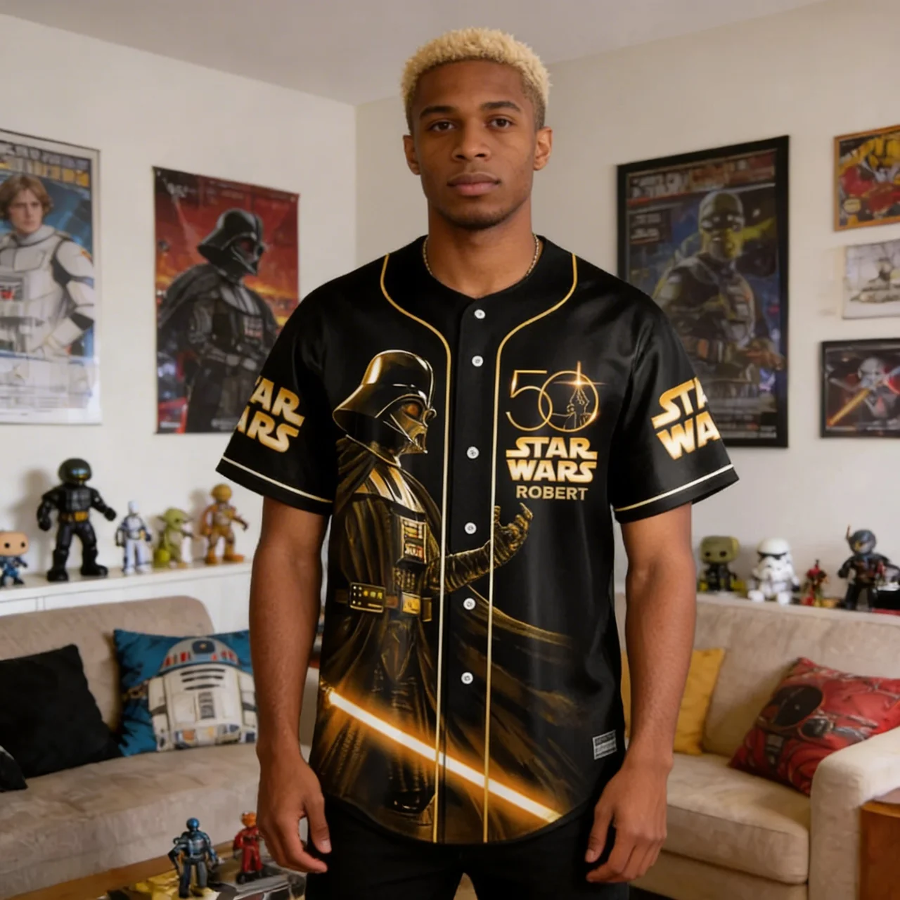 Personalized Star Wars Baseball Jersey Custom Name Gift for Anniversary