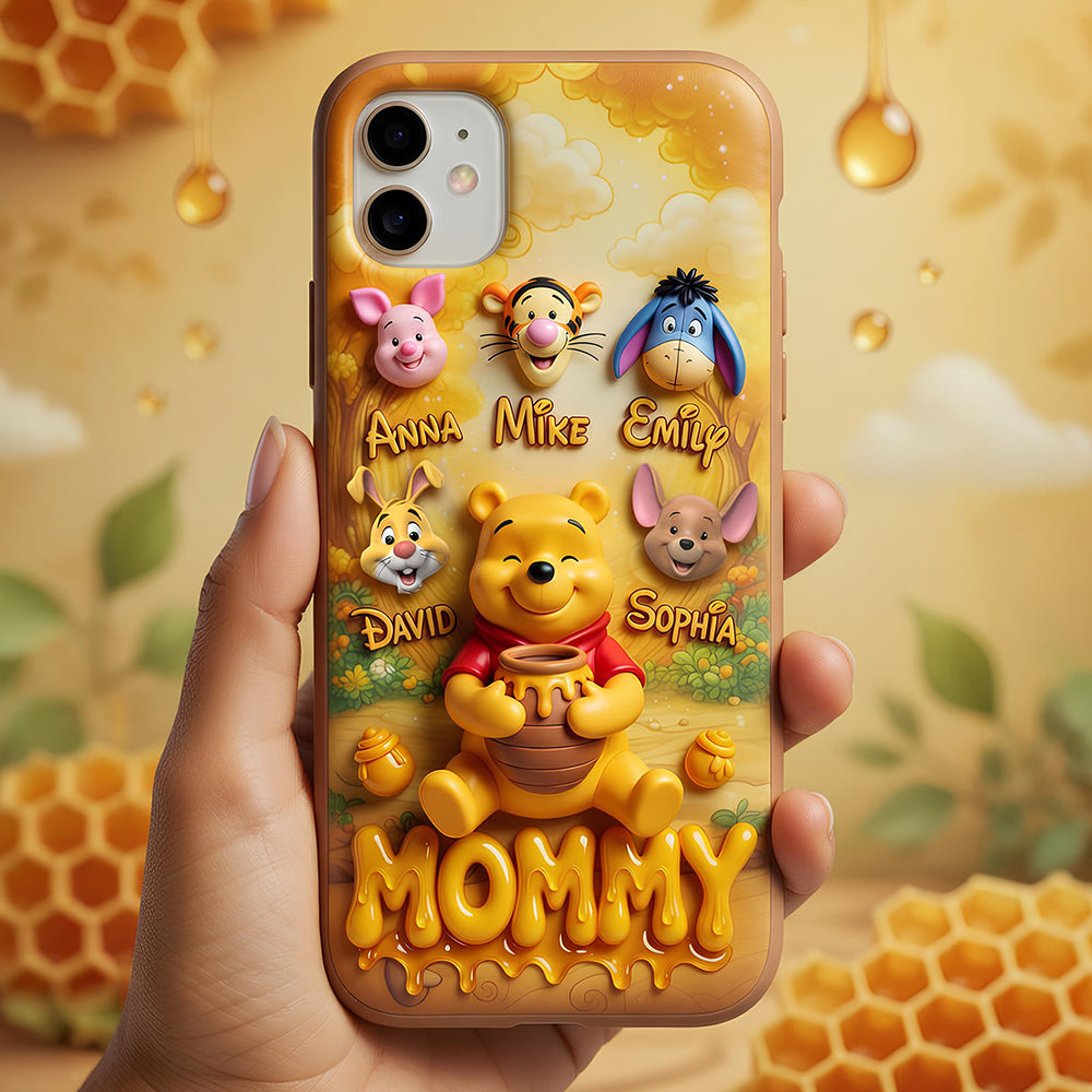 Personalized Phone Case with Honey Bear Design for Mom - Mother's Day Gift Phone Case GradoCreations