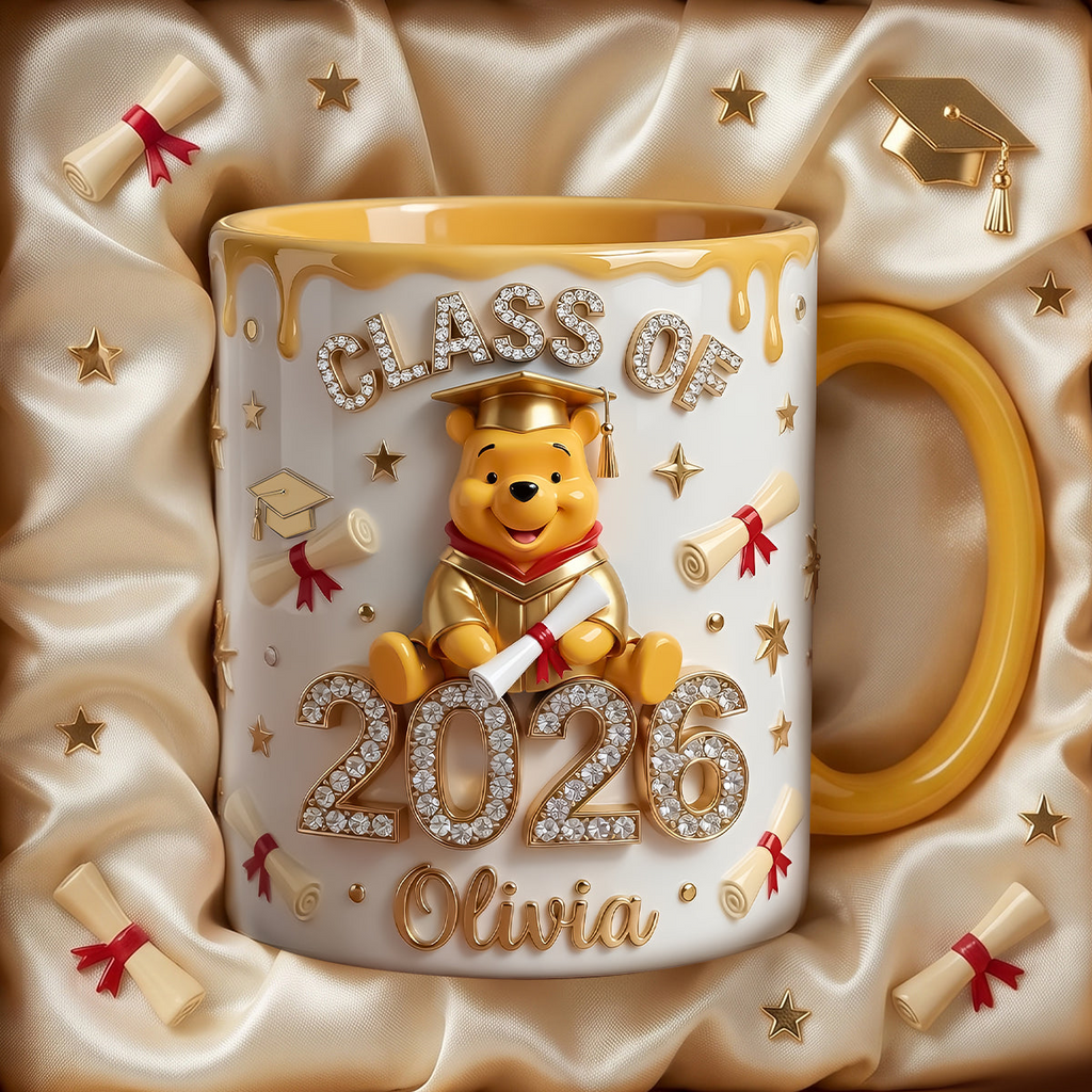 Personalized Graduation Mug with Honey Bear Design for Class of 2026 Gift