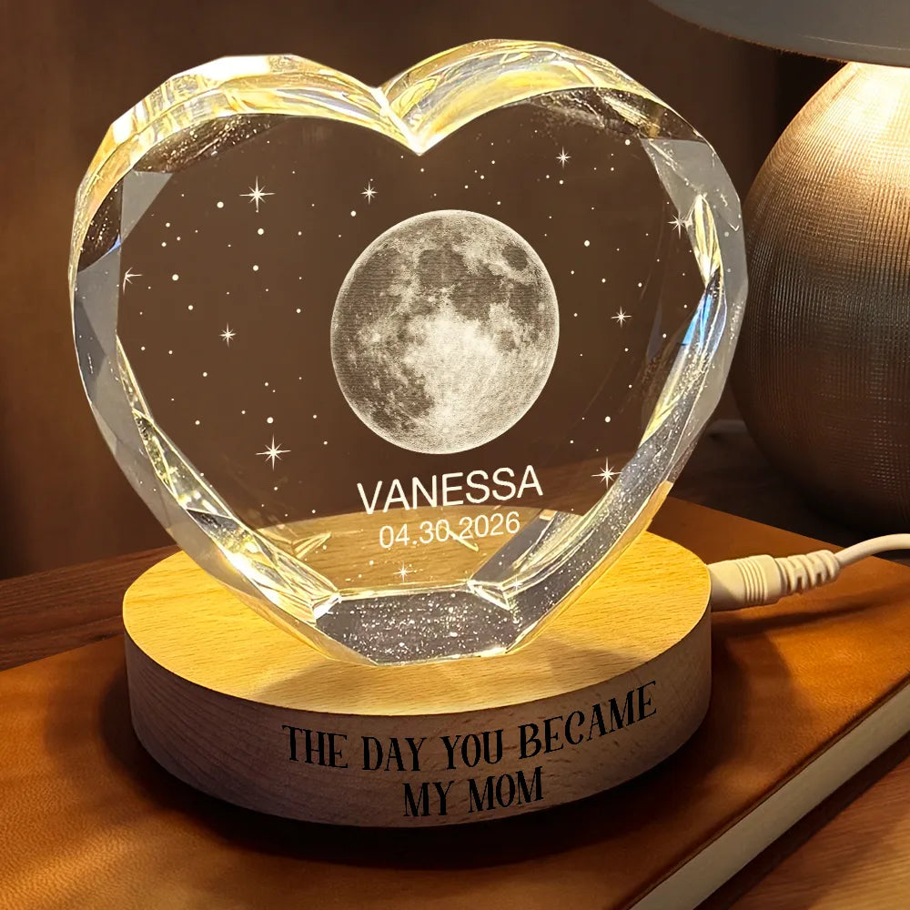 Personalized Crystal Heart Globe Lamp for Dad - Custom Engraved Gift