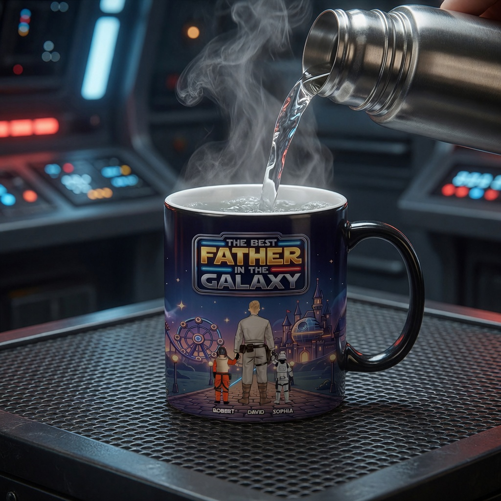 Personalized Color Changing Mug for Dad - Best Father in the Galaxy - Gift for Father's Day Color Changing Mug GradoCreations