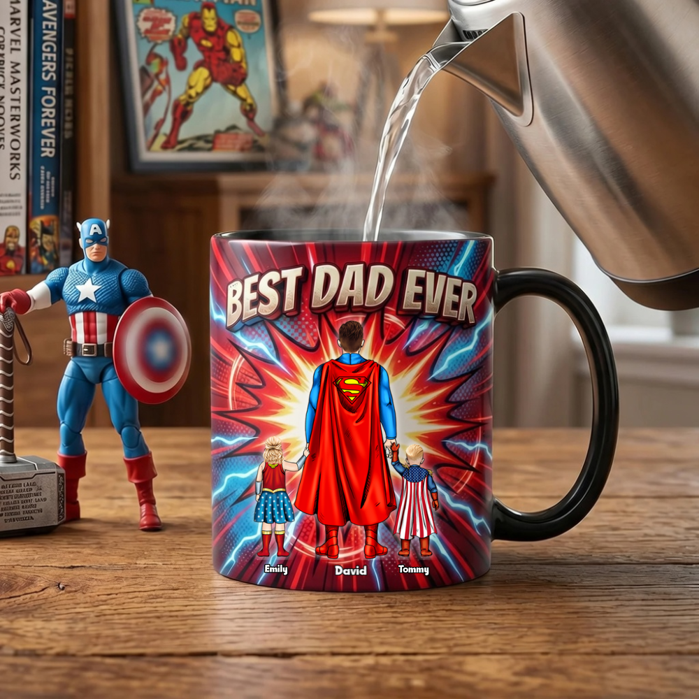 Personalized Best Dad Ever Mug Custom Family Names Gift