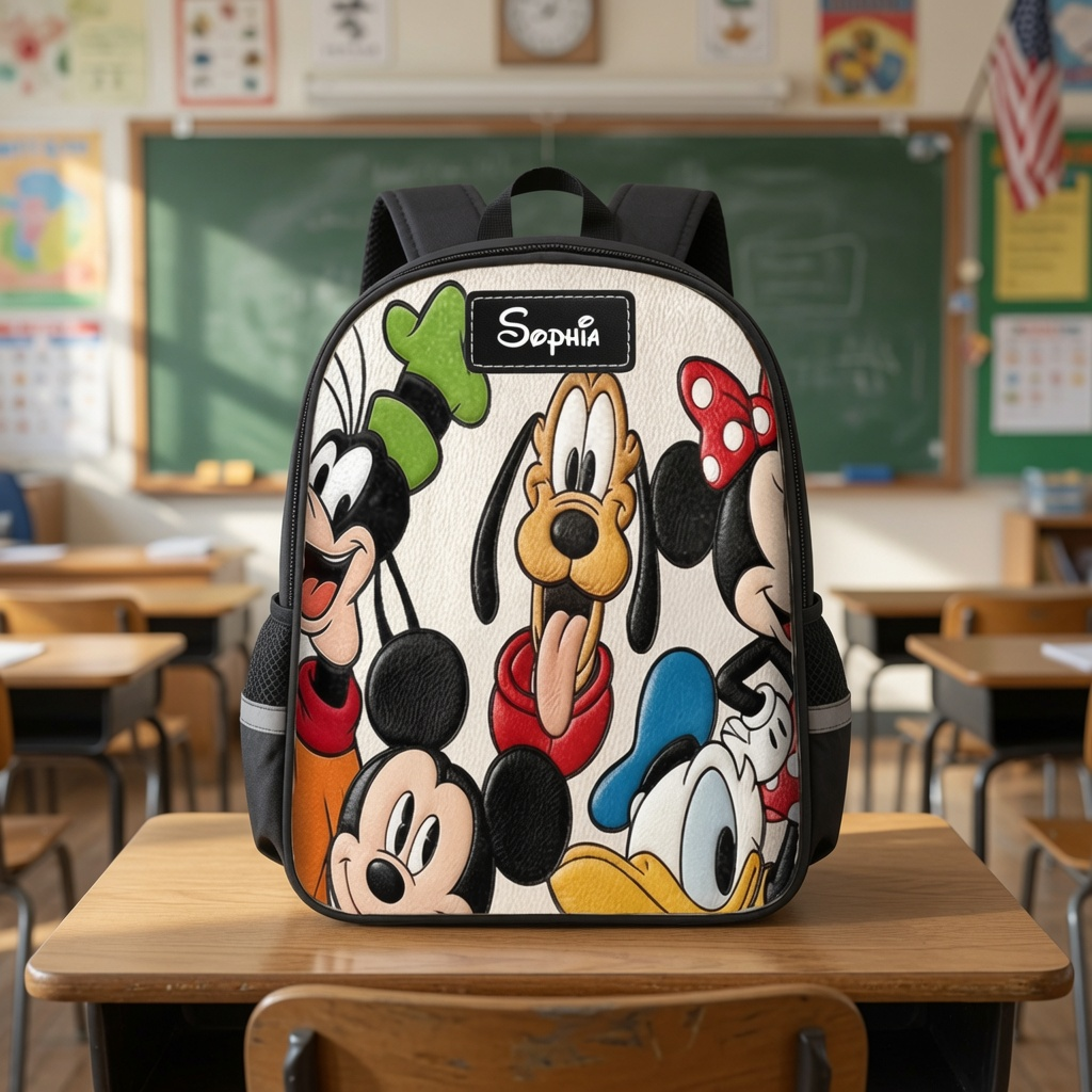 Personalized Cartoon School Backpack Set with Lunch Bag & Water Bottle for Kids