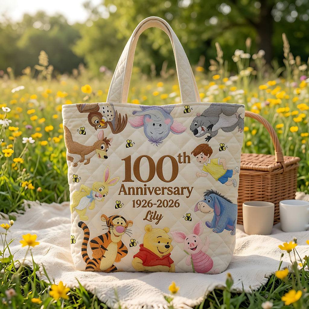 Personalized Quilted Tote Bag 100th Anniversary Gift for Her