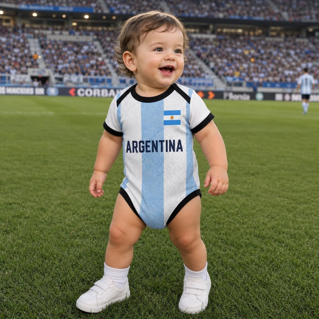 Personalized Argentina Soccer Baby Jersey Bodysuit Custom Name Gift for New Moms & Dads