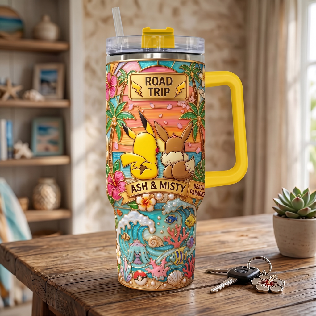 Personalized Pocket Monsters Tumbler for Couples - Summer Road Trip Gift