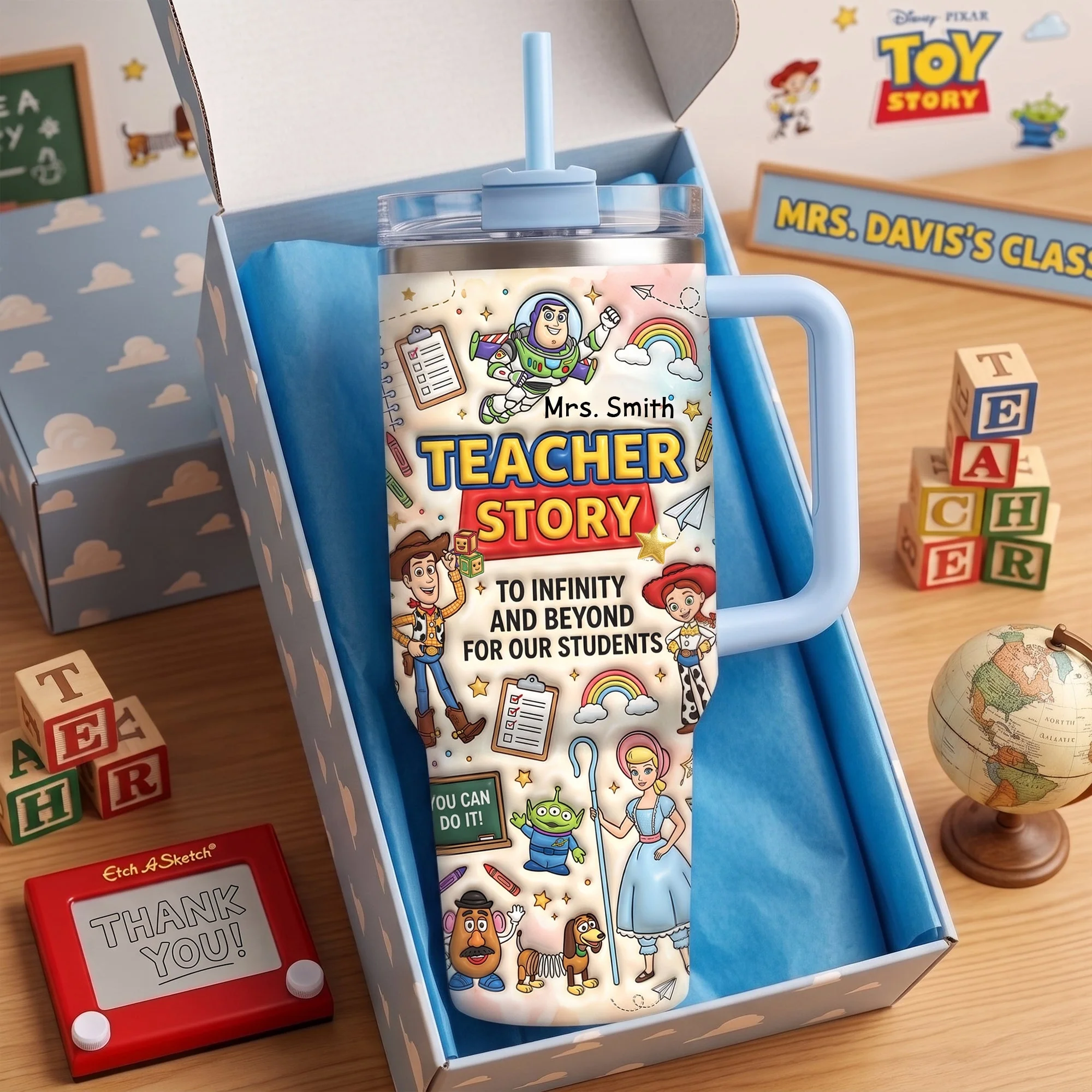 Personalized Teacher Story Tumbler with Handle Gift Idea Tumbler GradoCreations