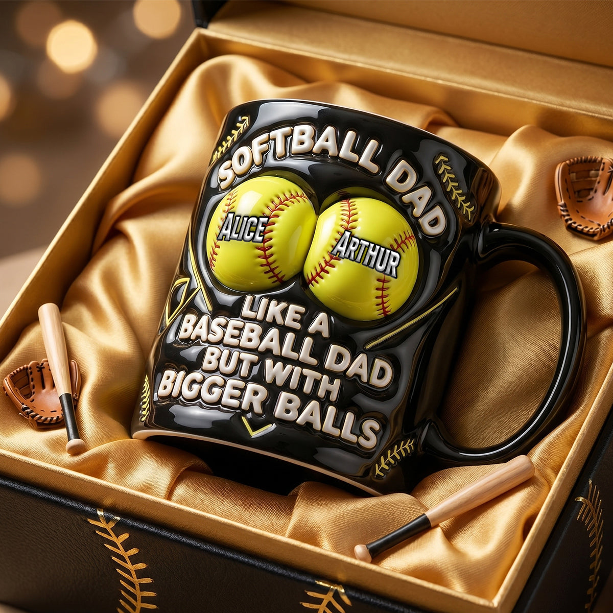 Personalized Softball Dad Mug with Custom Names - Father's Day Gift