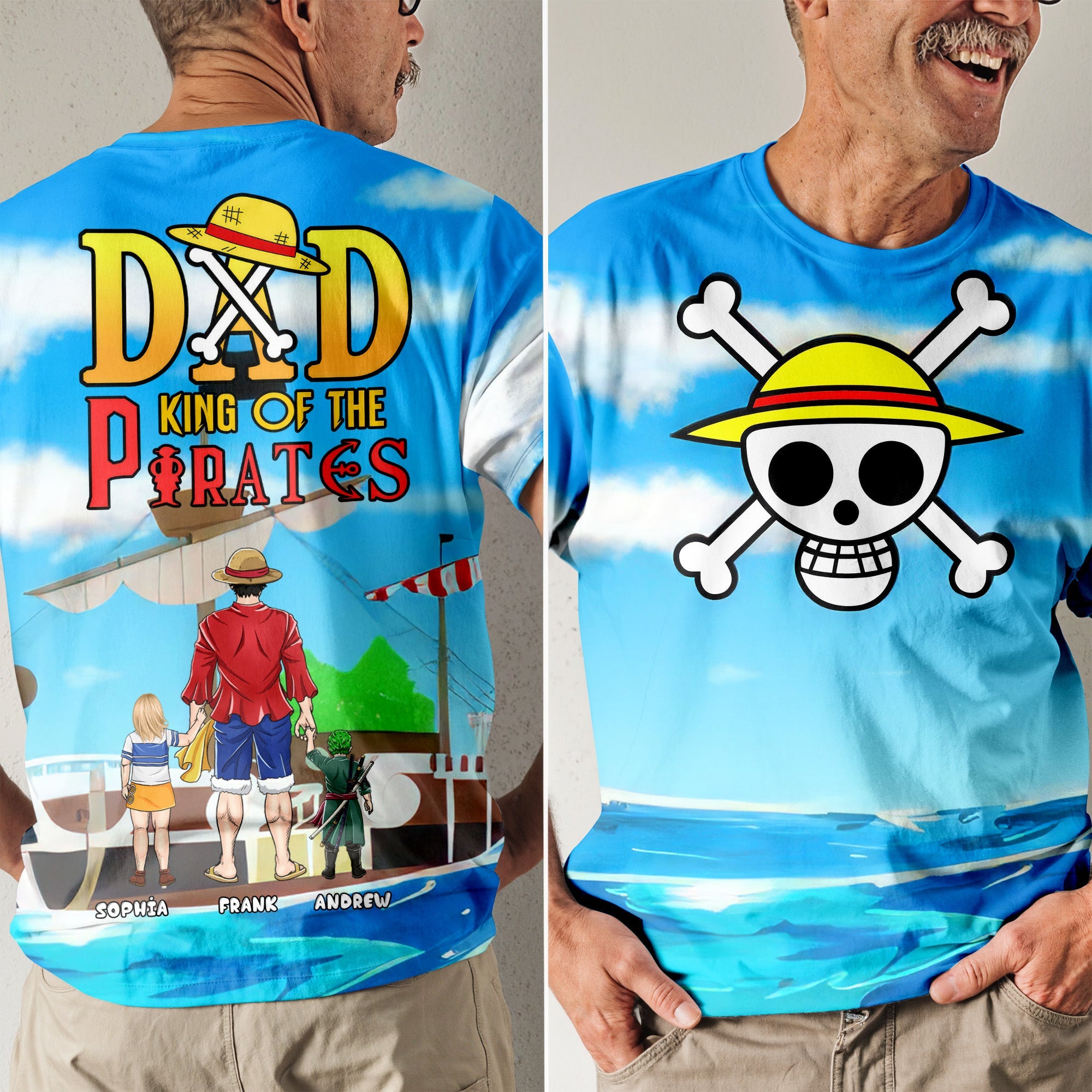Personalized Pirate Kings 3D T-Shirt Gift for Dad | Father’s Day