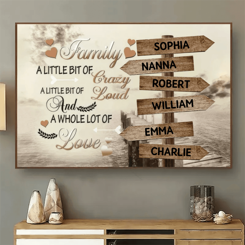 Personalized Rustic Family Signpost Canvas Wall Art Gift