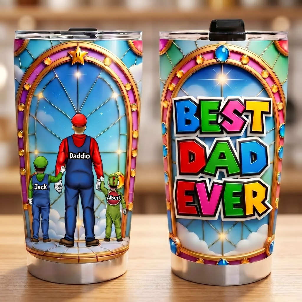 Personalized Best Dad Ever Tumbler Custom Family Gift for Dad