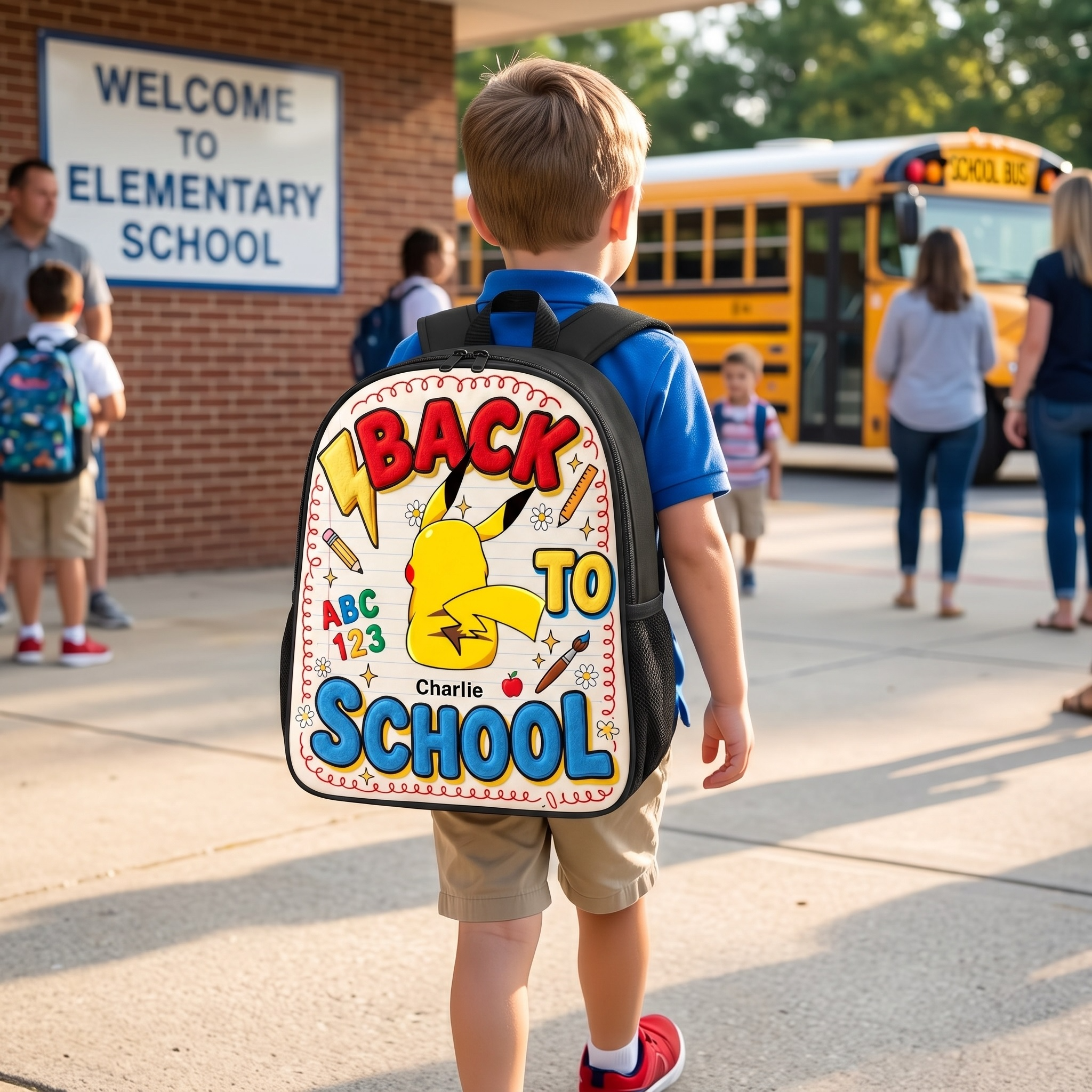 Personalized Cute Pocket Monsters Backpack Set for Kids - Back to School Gift School Bag+ GradoCreations