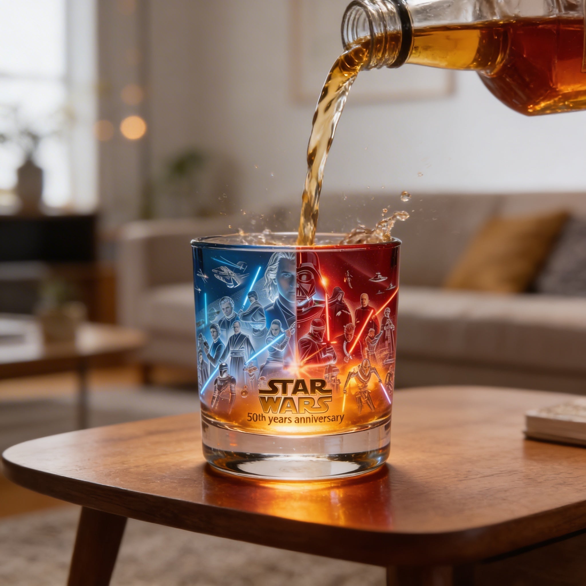 Personalized Whiskey Glass Star Wars 50th Anniversary Gift for Movie Fans