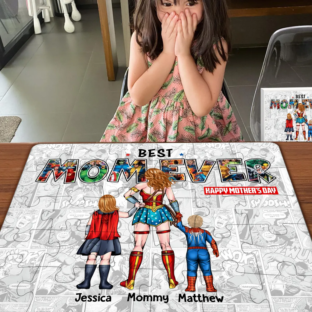 Personalized Best Mom Ever Puzzle Custom Family Gift for Mom