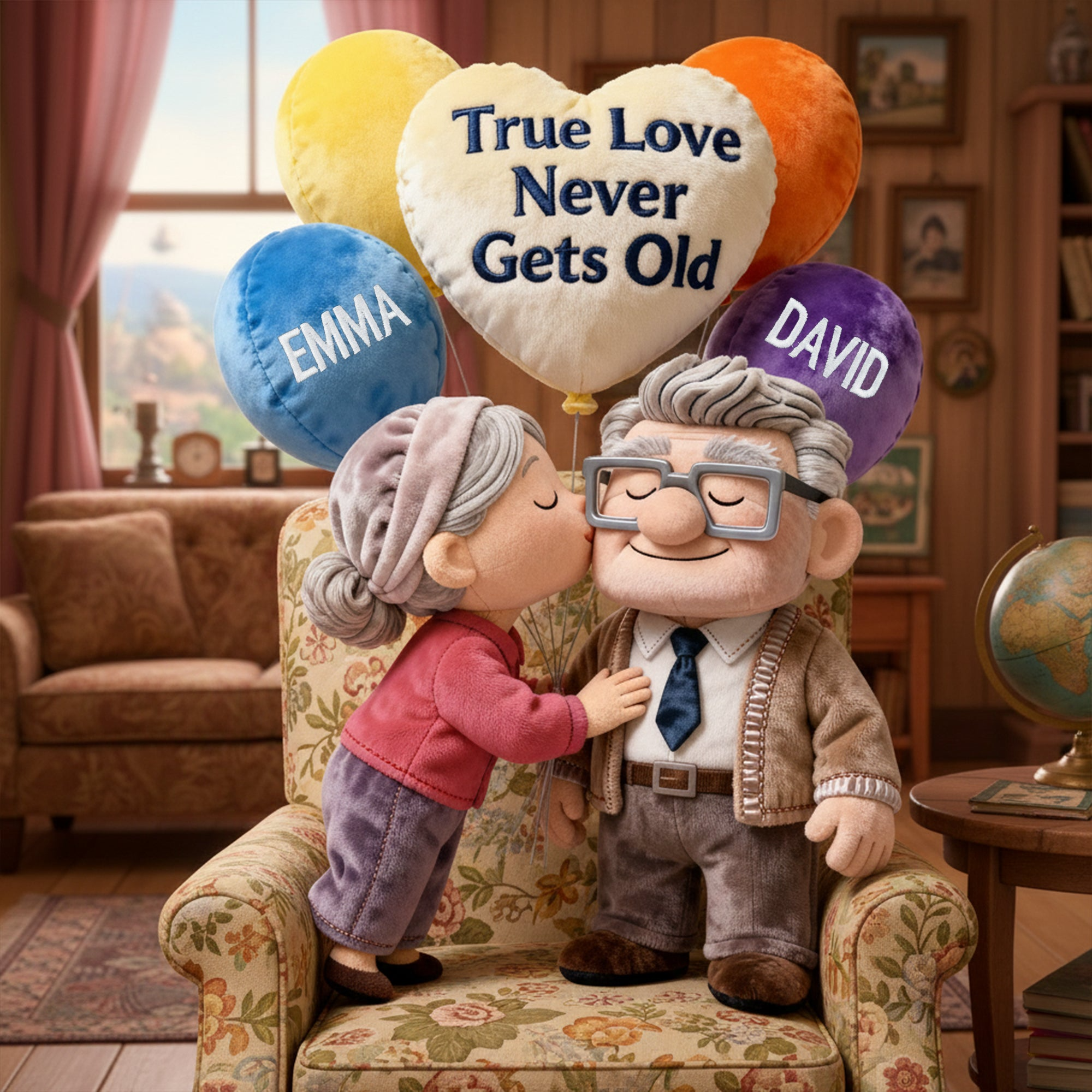Personalized Heart-Shaped Pillow Custom Name Gift for Couples