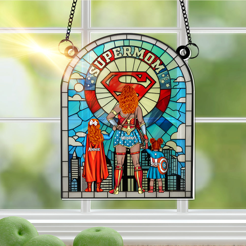 Personalized Supermom Window Hanging Suncatcher Gift for Mom