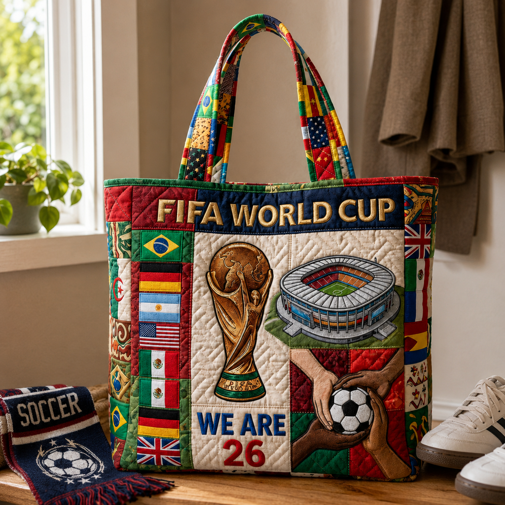 Quilted Tote Bag for World Cup 2026 Soccer Fans - Gift Idea