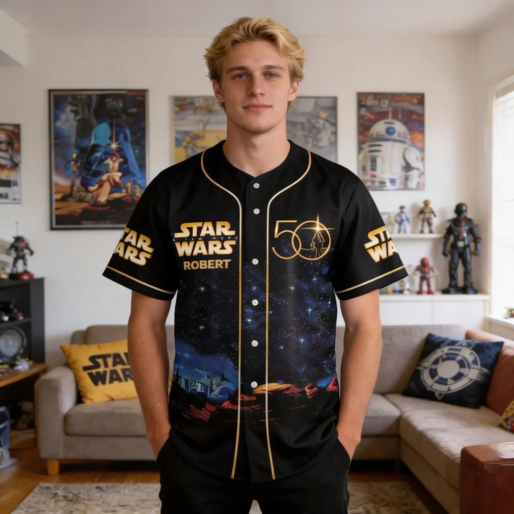 Personalized Star Wars 50th Anniversary Baseball Jersey Gift for Movie Fans